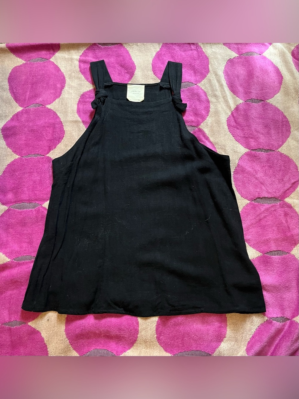 Harper Heritage Apron Knot Shoulder Linen Blend Tank Top